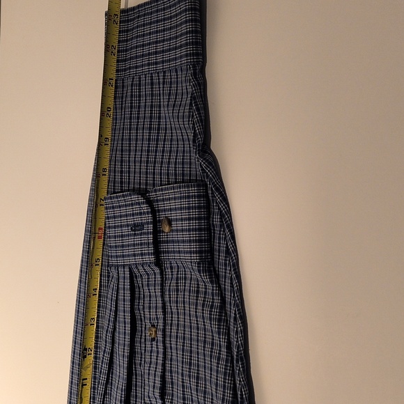 Arrow men's long sleeve button-down shirt large blue/white plaid check - Picture 7 of 11